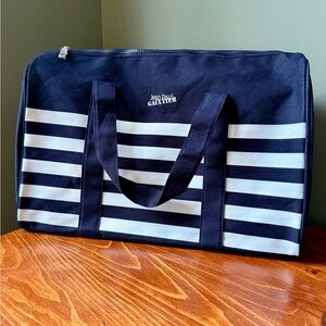Jean Paul Gaultier Navy & White Striped Tote Weekender Duffle Canvas Bag